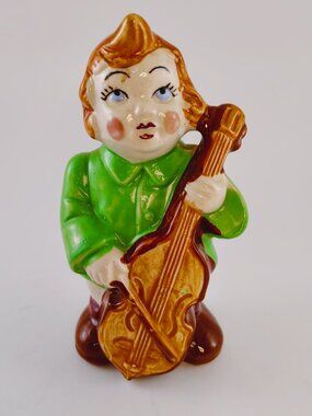 Vintage 1940's Occupied Japan Ceramic  Boy Playing the Cello